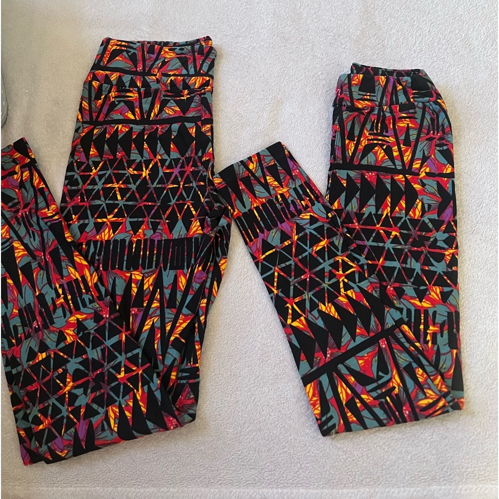 Unique Bright Color Pattern Mom and Daughter Matching LuLaRoe Leggings